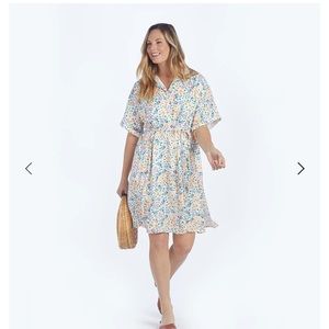 Summersalt Floral Print Do It All Tie Shirt Dress